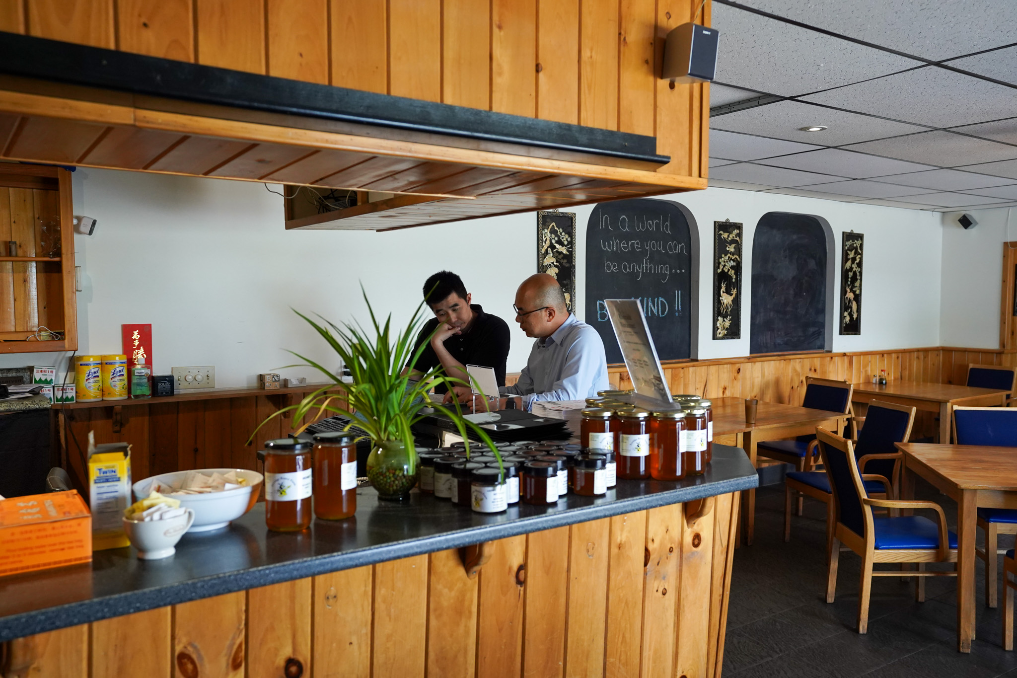 Dining room service counter at Riverside Restaurant